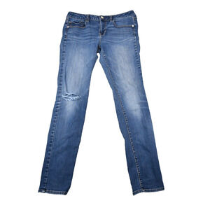 American Eagle Jeans Womens 10 Long (30x30) Skinny Distressed Blue Denim